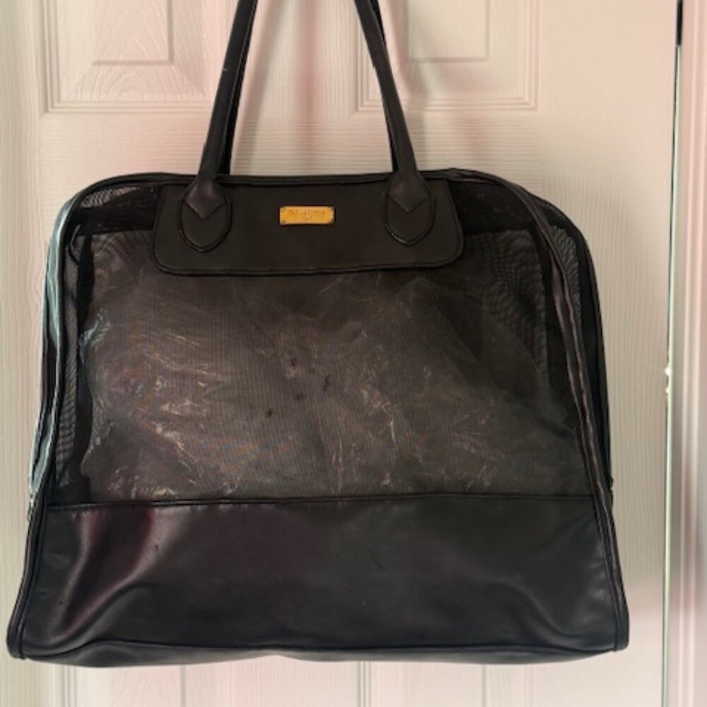 Vintage St John Leather and Sheer Mesh Shoulder Bag - Tote Carryall
